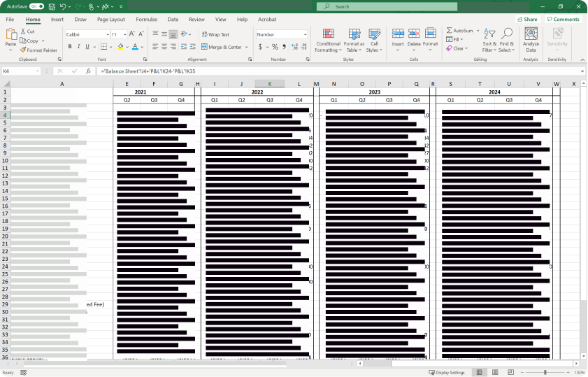 image of excel spreadsheet with information blacked out. With the question, why are you managing your most important revenue in a spreadsheet? Subscription management can help.