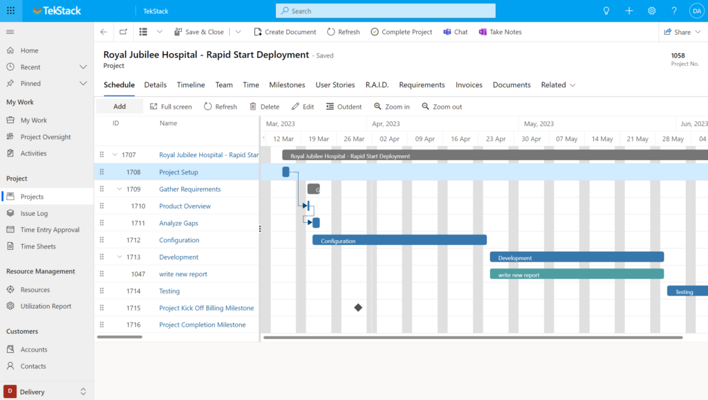 Project Plan to manage tasks